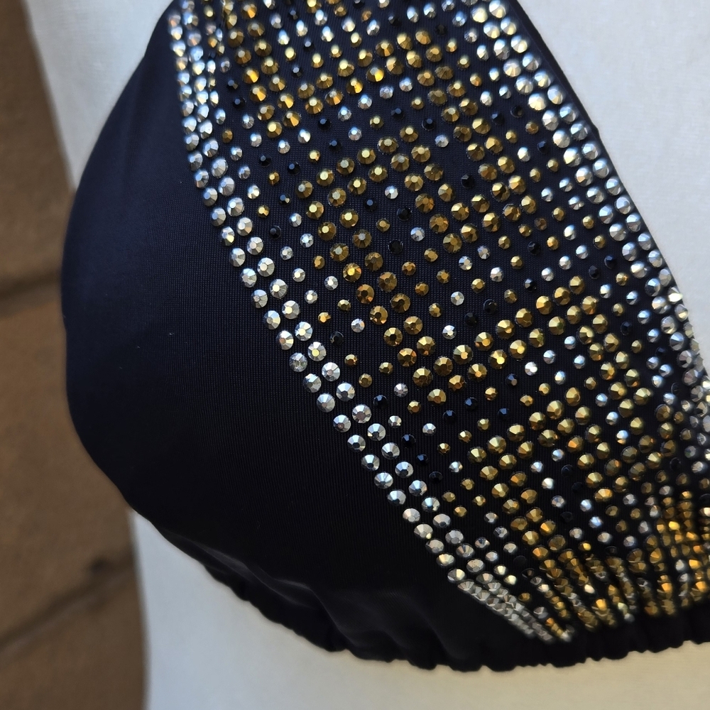 Dolcessa Black Bling Padded Bikini Top NWOT - Picture 2 of 8